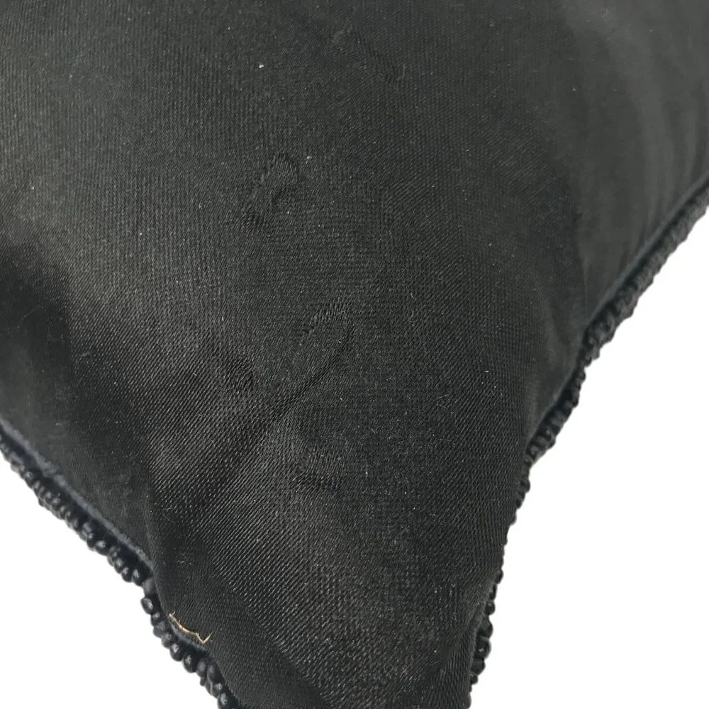 Poison Skull & Crossbones Decorative Throw Pillow Black White Beaded Goth Death